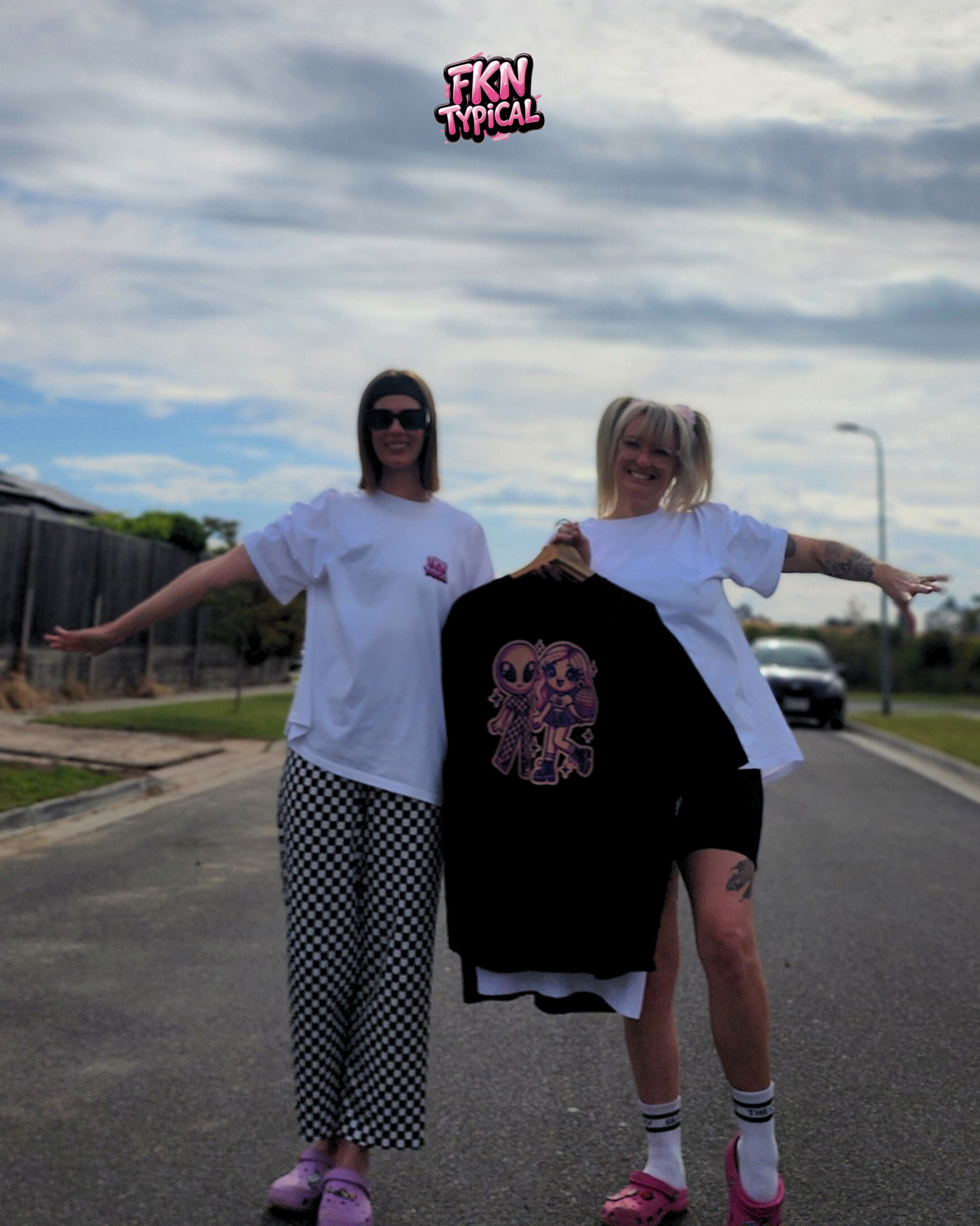 women wearing the fkn typical tshirts